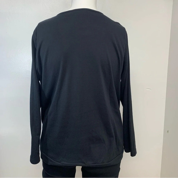 Quacker‎ Factory Top Shirt Woman 2X  Black Sequin Knit Faux Twin Long Sleeve - Picture 4 of 10